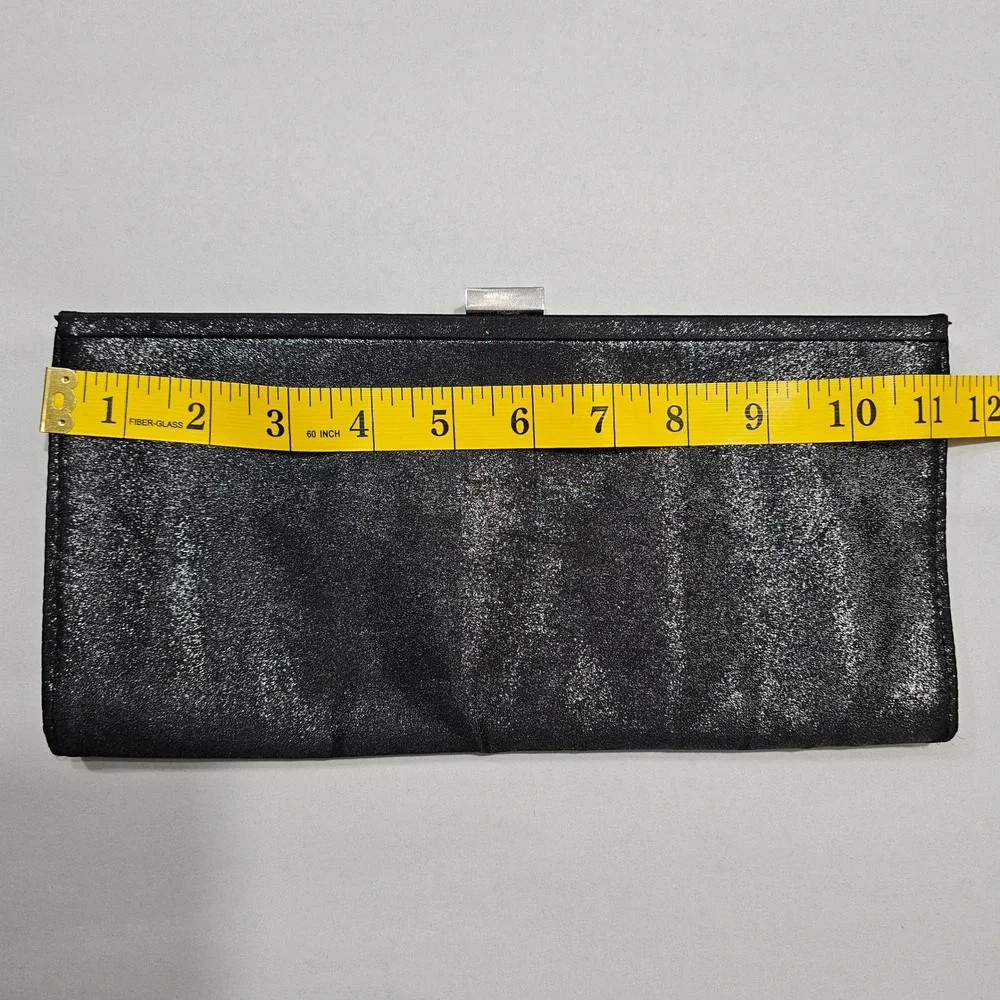 Unbranded Clutch Women OS Black Shimmer Evening Bag Metallic Formal E253